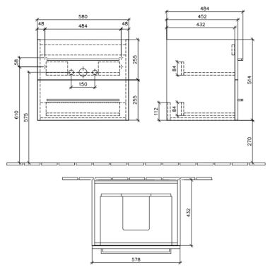VILLEROY&BOCH Тумба под умывальник подвесная Avento (A88900B4)